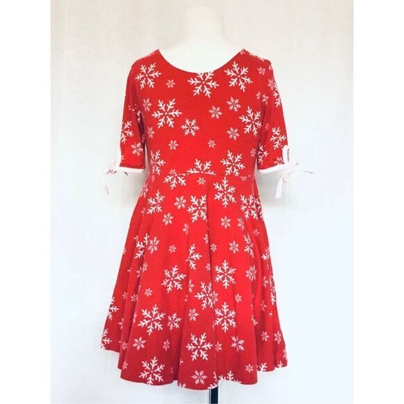 Eleanore Rose Girls 5/6 Red Knit Hadlee Circle Snowflake Dress - Picture 4 of 6